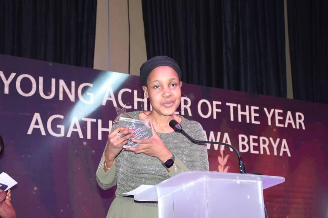 USIU-Africa Alumna, Agatha Nasikiwa Berya receives the Young Achievers Award at the Financial Women Forum